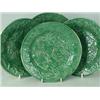 Image 1 : Four late 19th century pottery green moulded leaf plates wit ribbed backs