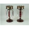 Image 1 : A pair of Victorian cranberry glass lustres