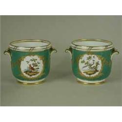 A pair of Mintons cache pot in the Sevres style