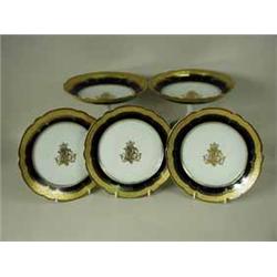 A Paris porcelain part dessert service comprising two comports and eleven plates