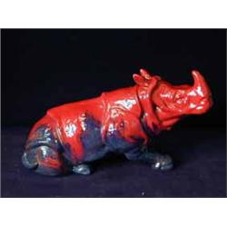 A Royal Doulton Flambe veined rhinoceros