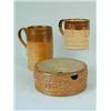 Image 1 : Three 19th century two tone saltglazed items; two cylindrical mugs