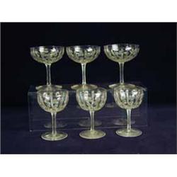 Six champagne glasses and six wine glasses with cut decoration Est.50/8