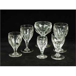 A matched part suite of table glassware