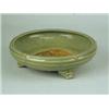 Image 1 : An early Ming celadon bulb bowl with a ringed edge on three mask feet (restored) 27 cm diameter Est.
