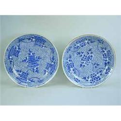 A pair of late 18th/early l9th Century Chinese blue and white chargers