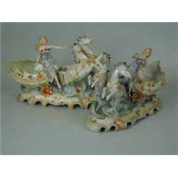 A pair of continental porcelain chariots