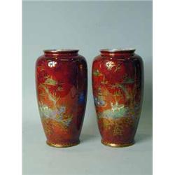 A pair of Royal Wilton vases decorated in gilt and enamel no. 1603/5375