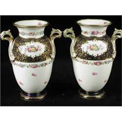 A pair of Copeland Spode vases decorated with floral sprays