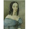 Image 1 : A mid 19th century portrait miniature of a lady in a blue dress