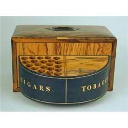 A 1940/50's olivewood cigar and tobacco box