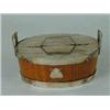 Image 1 : A Victorian coopered oak oval butter dish with silver plates mounts and lid and a ceramic liner