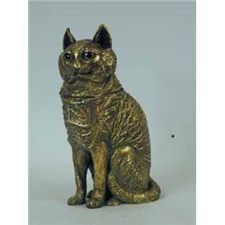 A good late Victorian/Edwardian brass inkwell in the form of a seated cat