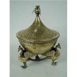 An 18th century Chinese brass censer and cover