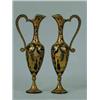 Image 1 : A pair of Toledo (?) metal end inlaid urns
