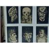Image 1 : A postcard album containing ten Macabre French cards with heads etc. containing figures