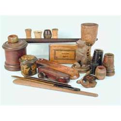 A selection of wooden items