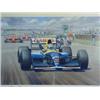 Image 1 : A pair of Nigel Mansel prints by Tony Smith 'DOUBLE WORLD CHAMPION' AND 'VICTORY' both signed by Nig