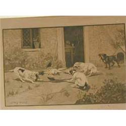 After Stanley Berkley 'GOING GOING' AND 'GONE' a pair of monochrome etchings