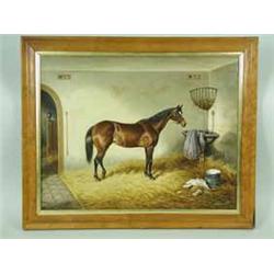 W. E. Turner VIEW OF A HORSE IN A STABLE 19th century