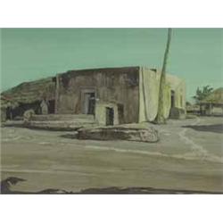 Stafford Leake NATIVE HOUSES NEAR DAR ES SALAAM watercolour