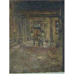 Harry Rutherford 'A BACKSTREET' oil on canvas