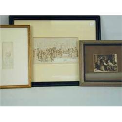 William Powell Frith R.A. 'WRESTLERS' pencil Sketch (from album)