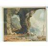 Image 1 : Continental School BOATS AND FIGURES IN A ROCKY CAVE watercolour