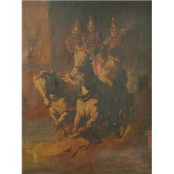 Beatty (?) 19th century THE FIRE CHASERS oil on canvas
