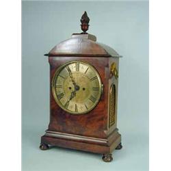 A 19th Century mahogany bracket clock with a double fusee movement striking the hours on a gong (wit
