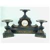 Image 1 : A l9th Century black slate mantel clock garniture