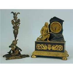 A 19th century French brass and gilt clock