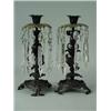 Image 1 : A pair of 19th century continental metal table lustres with prismatic drops