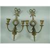 Image 1 : A pair of gilt twin branch wall lights with mounted Wedgwood jasperware plaques