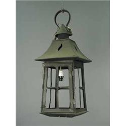 A Victorian iron hall lantern with damage
