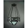 Image 1 : An Art Deco style hanging electrolier with an opaline glass shade