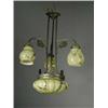 Image 1 : An Art Deco hanging electrolier with yellow mottled glass shades