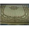 Image 1 : A modern beige ground hand made woollen Aubusson needlepoint carpet. 3.05 x 2.44m Est.400/50