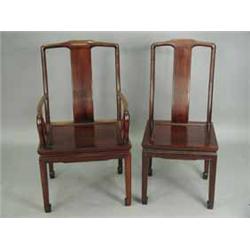 A set of eight Chinese hardwood chairs