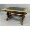 Image 1 : A late 19th century continental oak drawer leaf dining table