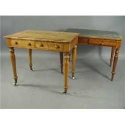 A Victorian satin birch side table with two frieze drawers