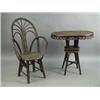 Image 1 : A Victorian hazel bentwood conservatory chair and table and another similar chair