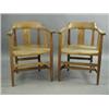 Image 1 : A pair of oak Arts and Crafts tub chairs with pierced splats and solid seats. Est.200/40