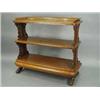 Image 1 : A Victorian oak free standing buffet the three tiers supported on panelled and fret cut ends and car