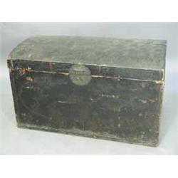 A l9th Century camphorwood(?) dome top trunk with all over painted decoration