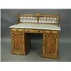 Image 1 : An Aesthetic movement satin walnut(?) washstand with a marble top and tiled back on a kneehole base