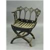 Image 1 : A Victorian 'Gothic' ebonised X frame elbow chair