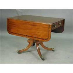 A l9th Century mahogany crossbanded pedestal Pembroke table