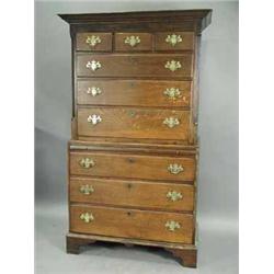 A George III oak chest on chest