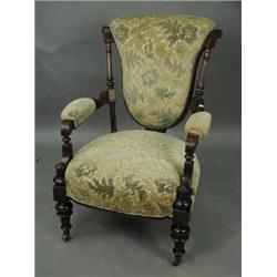 A Victorian upholstered open armchair Est.150/20